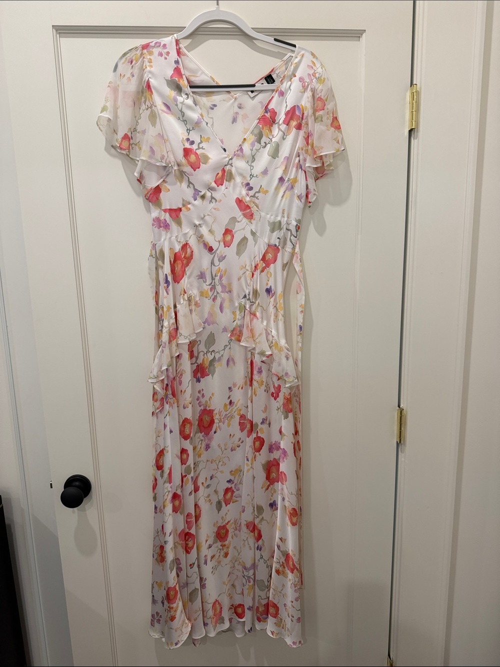 RIXO Evie Dress in Waterblossom Ivory
